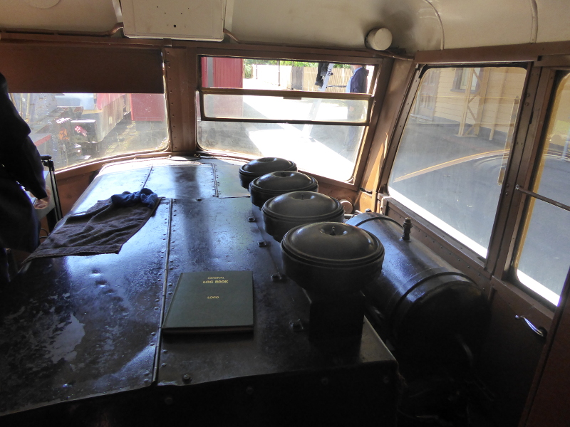 Inside the driver's cab on the Yarra Valley Railway